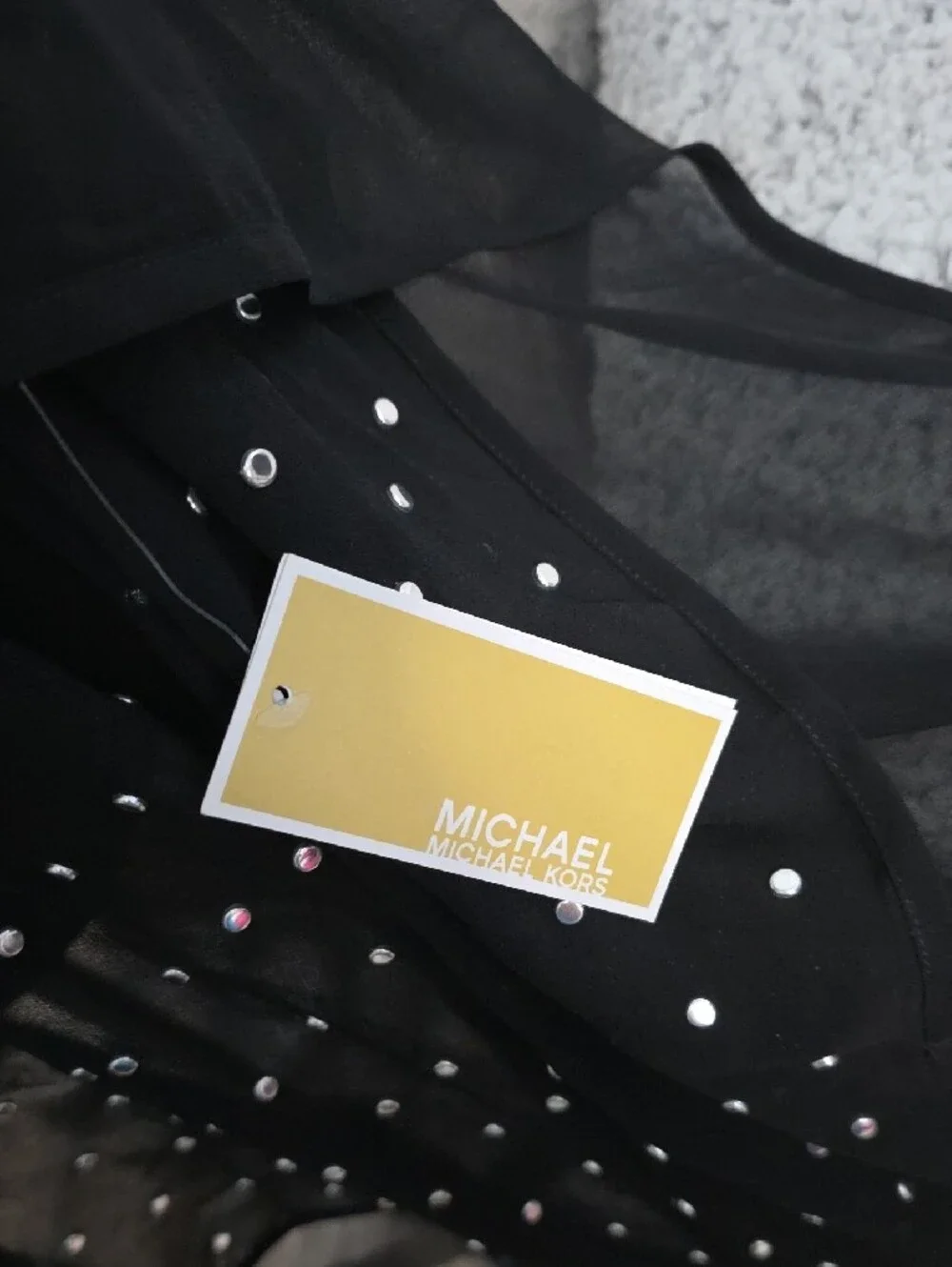 Michael Kors Black Sheer Swim Coverup with Silver Studs
